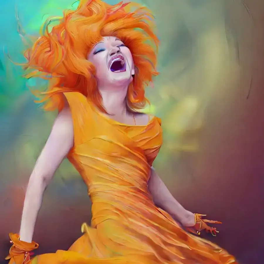 Generated image of Cynid lauper laughing maniacally