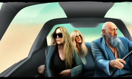 Generated image of Chynna Phillips, Stevie Nicks and Mick Fleetwood in a cab
