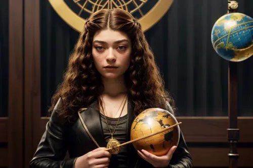 Generated image of Lorde, 'ruling' the world