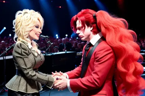 Generated image of Dolly Parton and Jack White sharing a Jolene moment